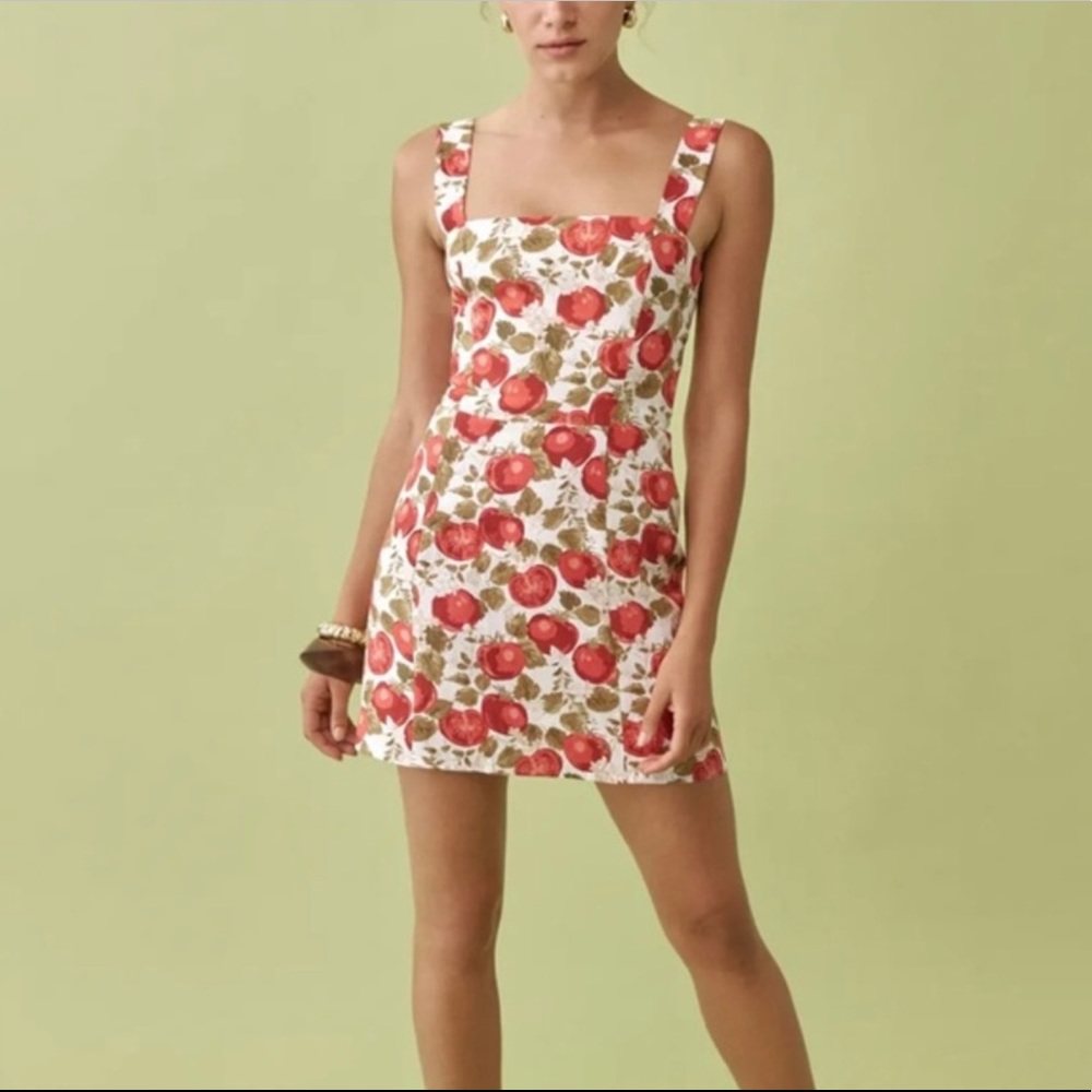 Reformation Brigitte Linen Dress Tomato
